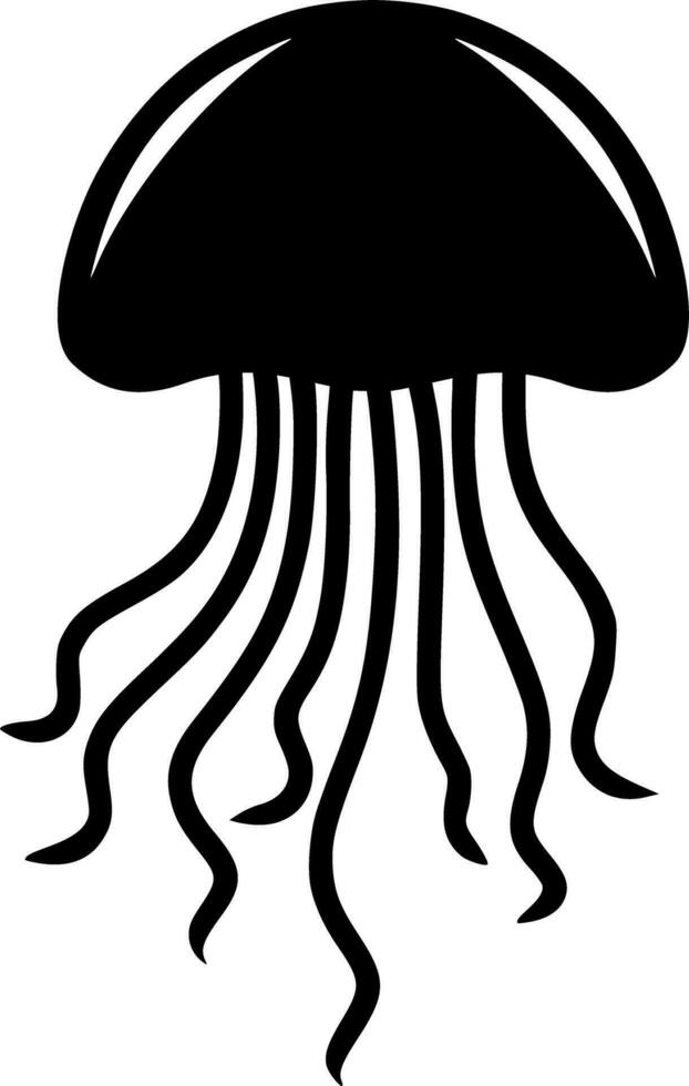 vecteur méduse icône logo noir silhouette vecteur illustration