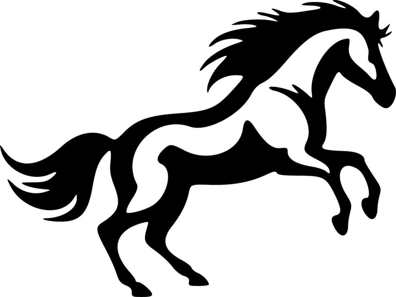 vecteur fonctionnement cheval noir grandes lignes icône logo vecteur illustration
