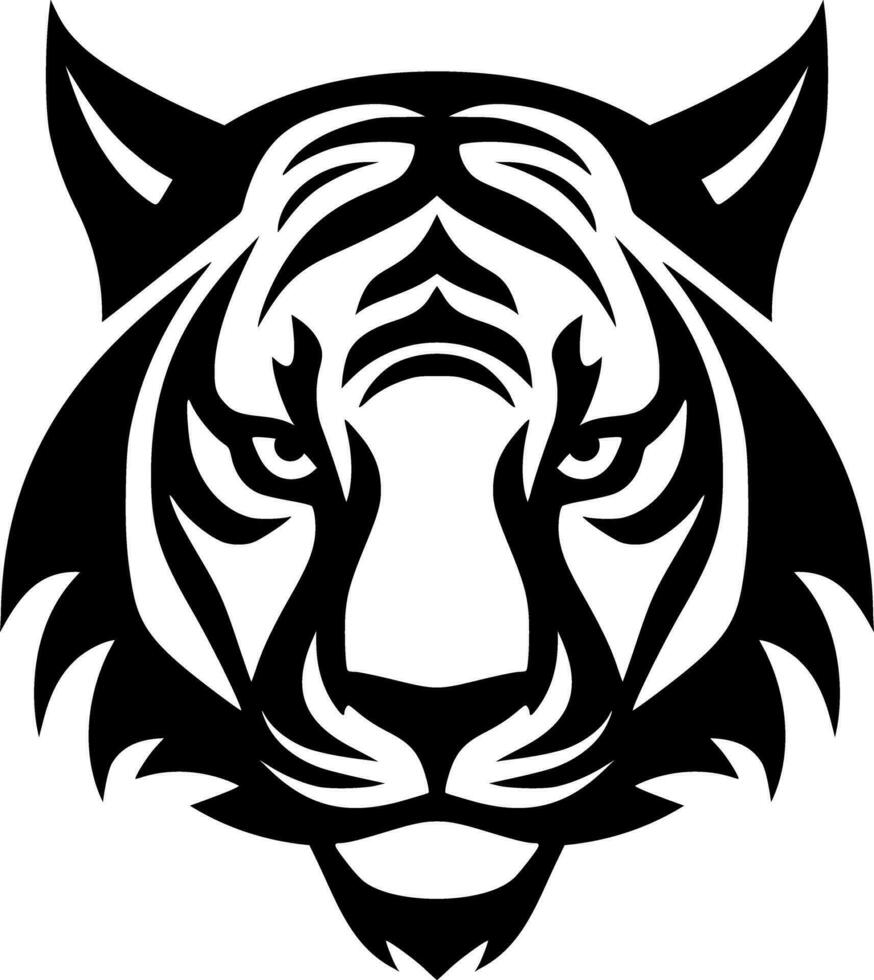 vecteur tigre visage logo noir silhouette grandes lignes vecteur illustration