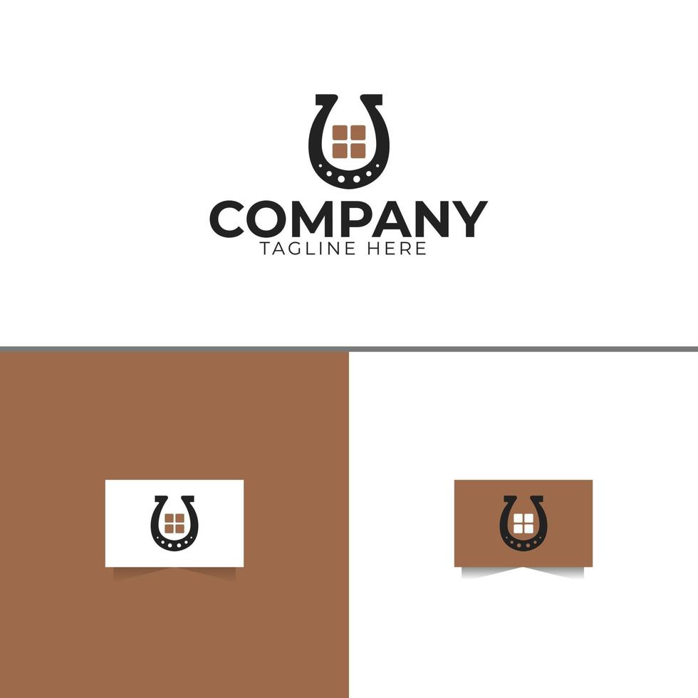 modèle de conception de logo de maison de cheval vecteur