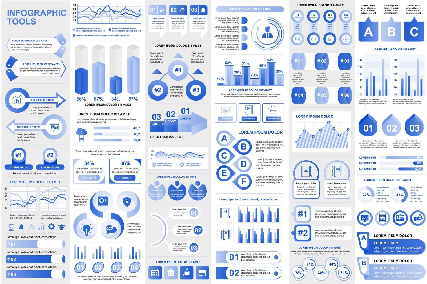 éléments infographiques de collection conception de vecteur de visualisation de données