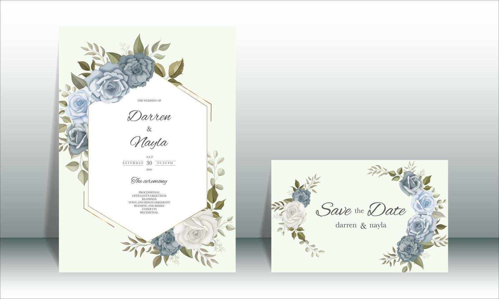 belle carte d'invitation de mariage floral vecteur