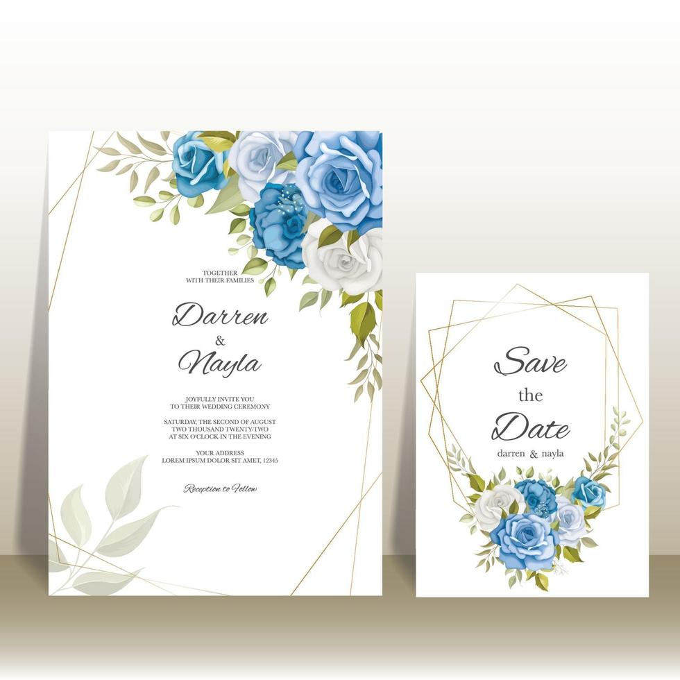 carte d'invitation de mariage floral élégant vecteur