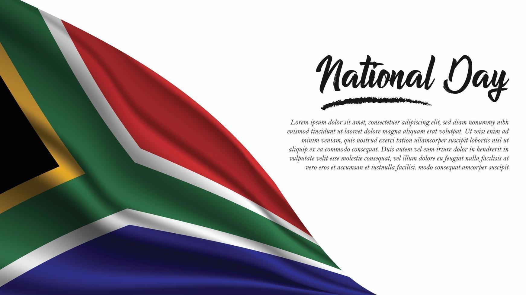 bannière de la fête nationale avec fond de drapeau de l'afrique du sud vecteur