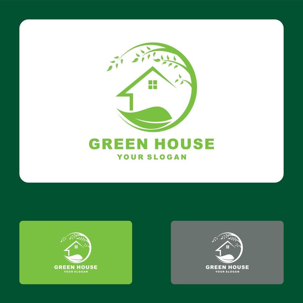 Feuille d'accueil, maison verte, eco house logo set vector icon illustration