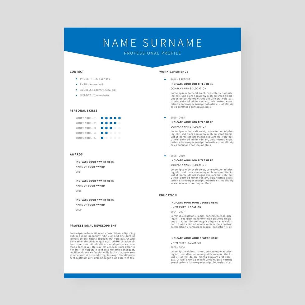 modèle de curriculum vitae. conception de modèle de CV professionnel. vecteur