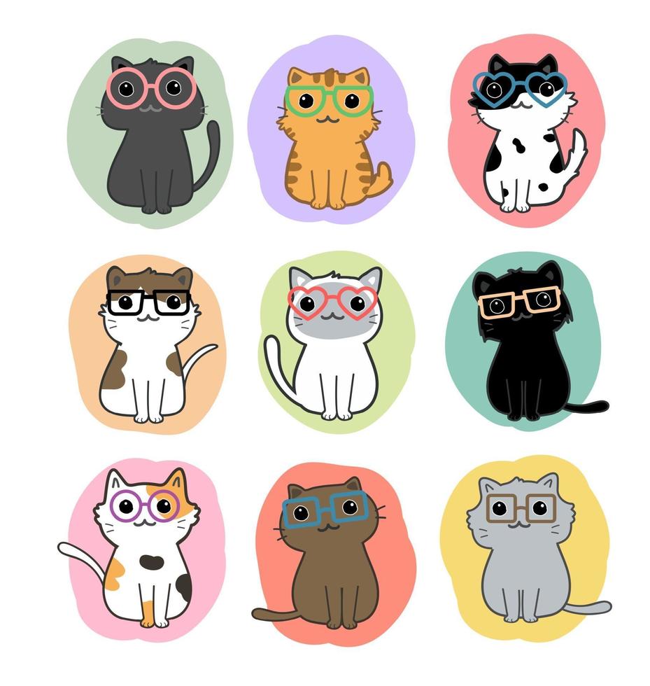 vecteur de jeu de dessin animé de chats mignons