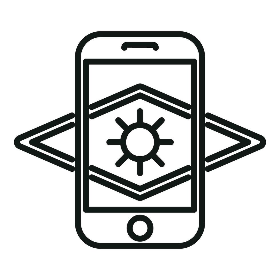 augmenté réalité téléphone écran icône contour vecteur. vr app vecteur