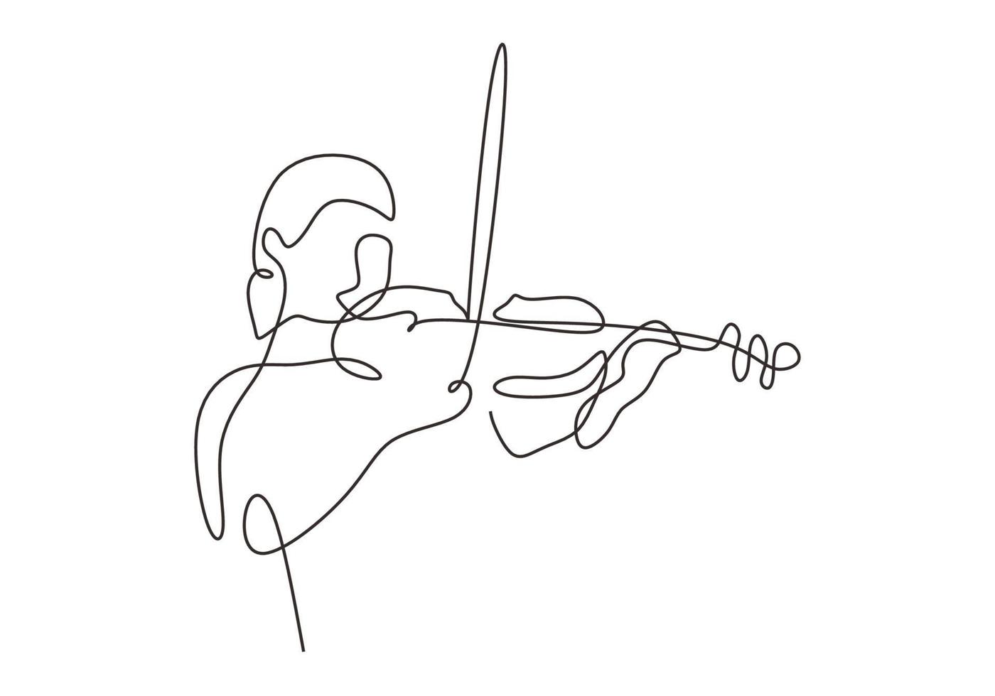 un dessin au trait de violon, une fille joue d'un instrument de musique classique vecteur