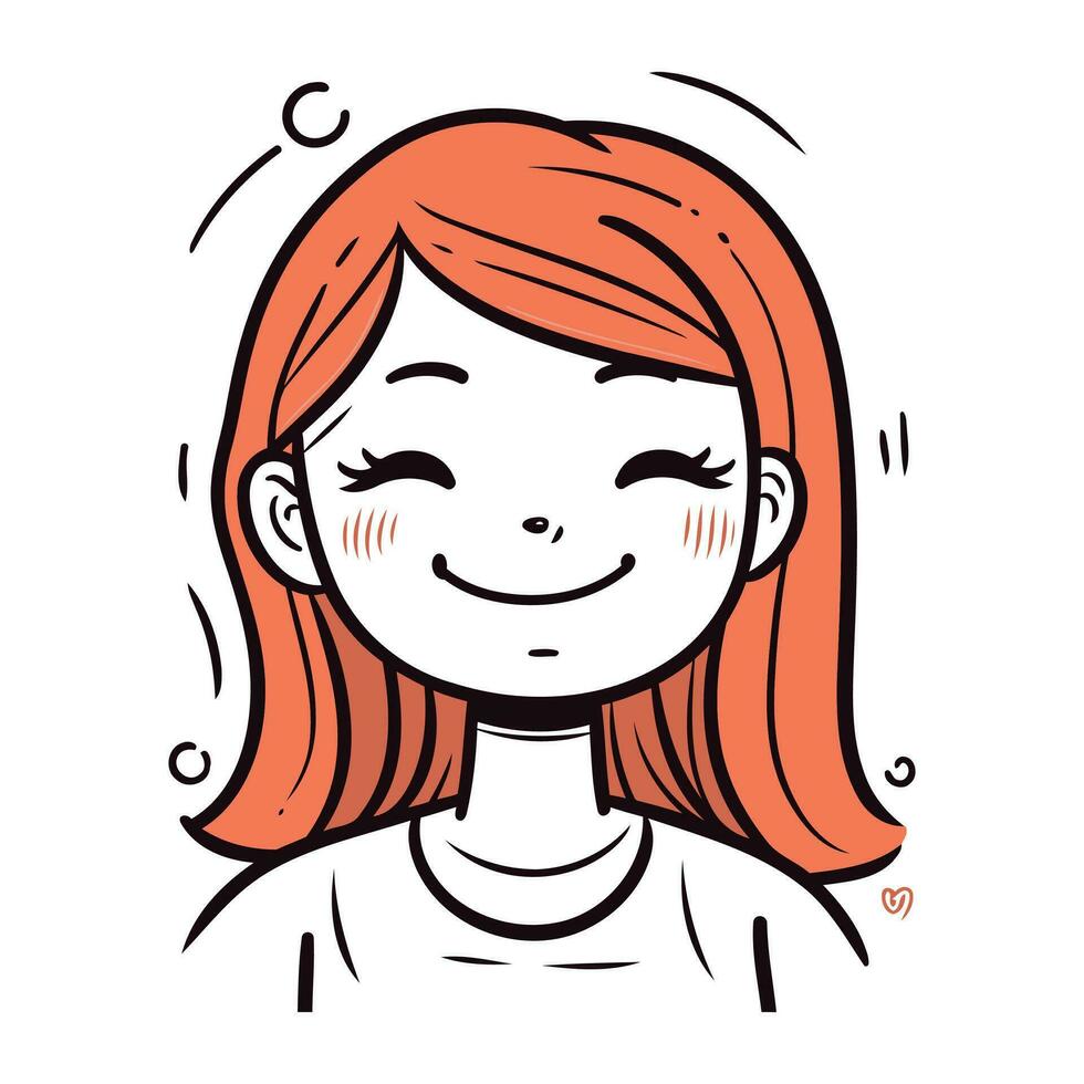 vecteur illustration de une mignonne fille avec rouge cheveux et taches de rousseur