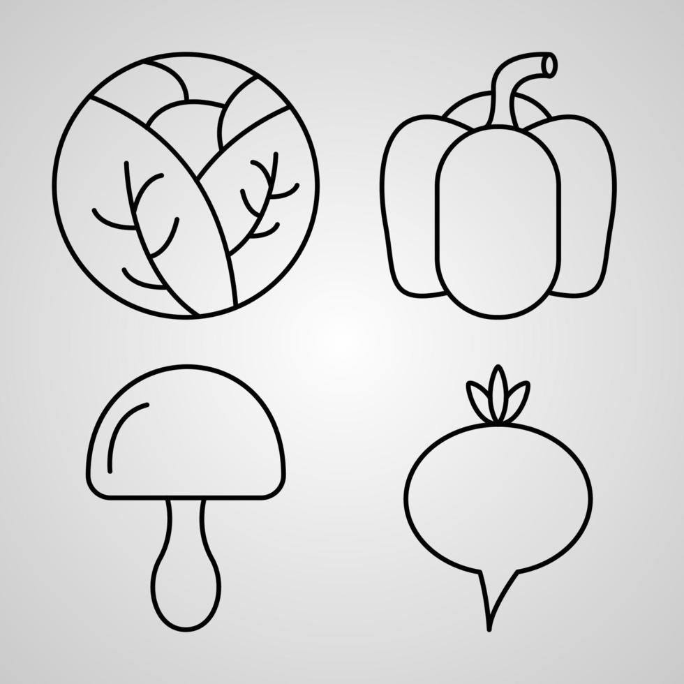 ensemble simple d'icônes de ligne vectorielle végétale vecteur