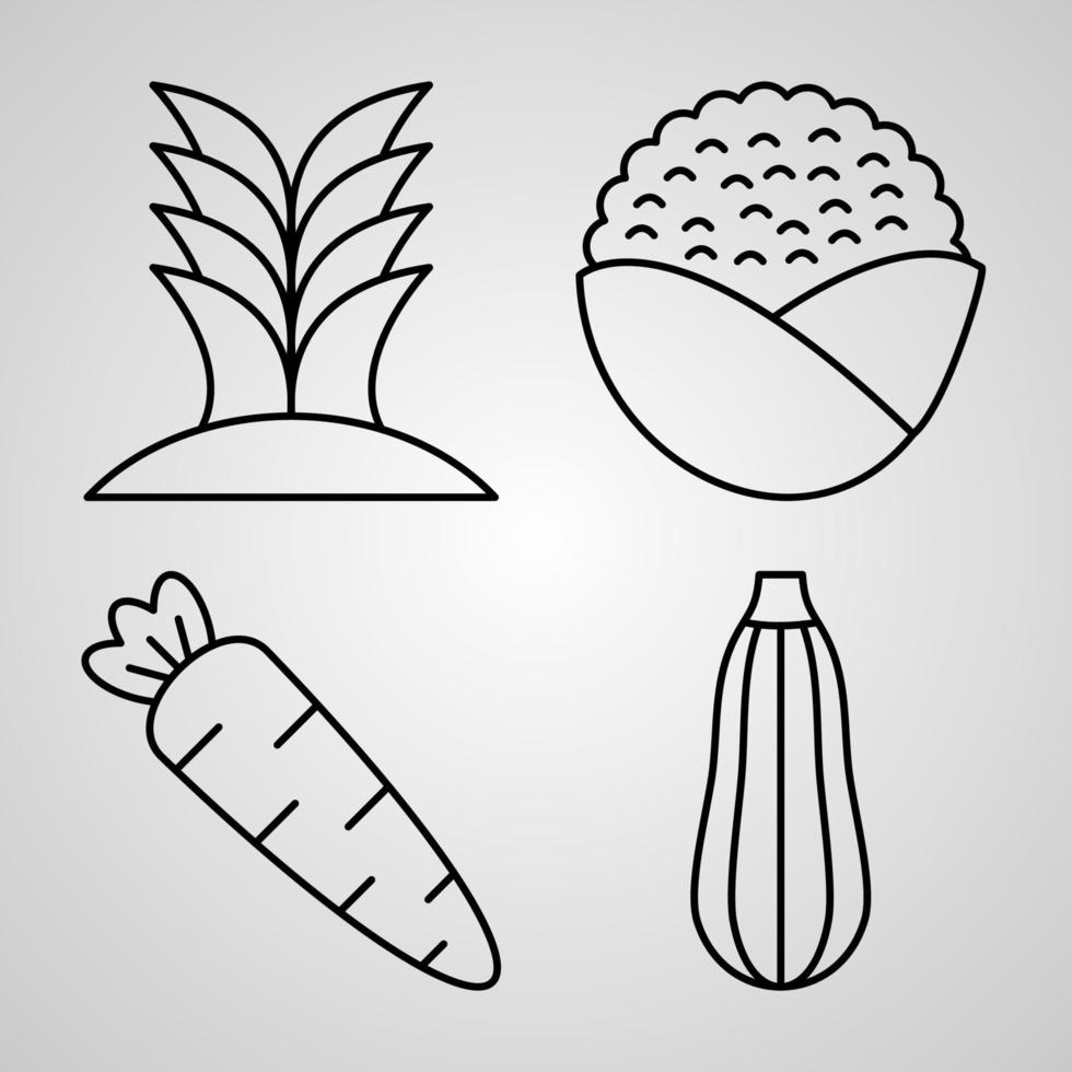 ensemble d'icônes de ligne vectorielle de légumes vecteur
