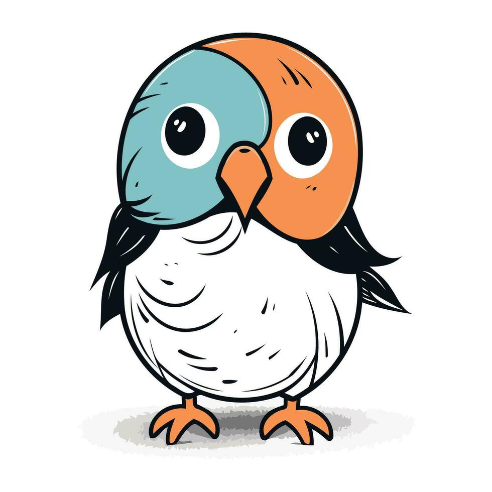 mignonne dessin animé vecteur illustration de une peu oiseau avec gros yeux.