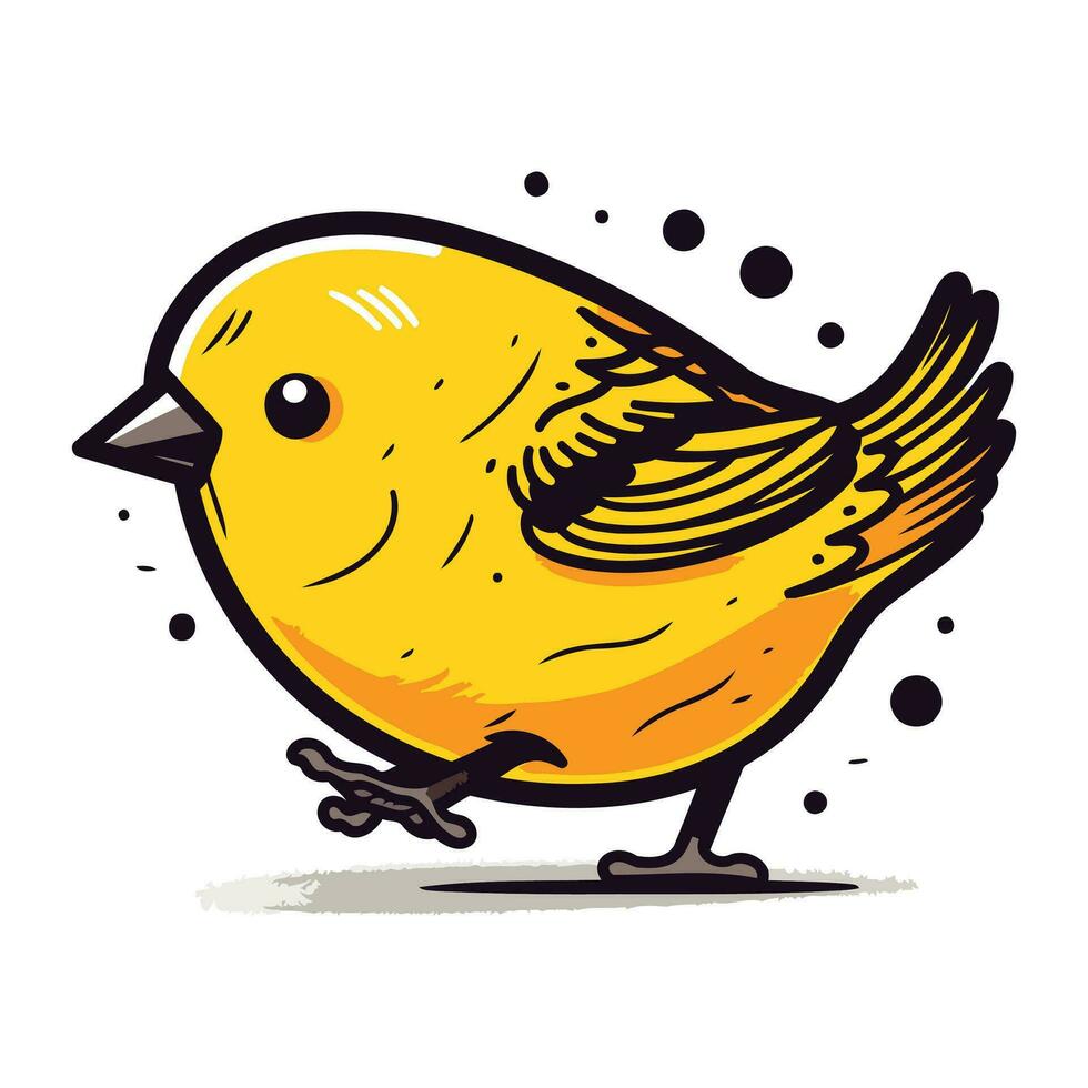 vecteur illustration de une mignonne peu Jaune oiseau sur une blanc Contexte.