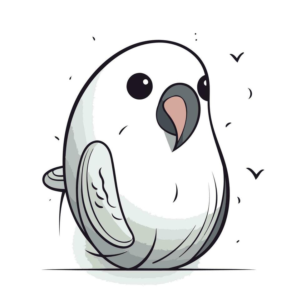 mignonne dessin animé griffonnage oiseau sur blanc Contexte. vecteur illustration.