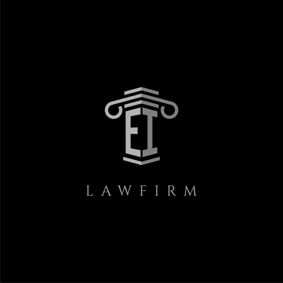ei initiale monogramme logo cabinet d'avocats avec pilier conception vecteur