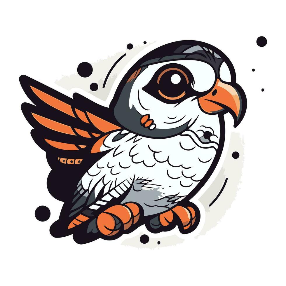 vecteur illustration de une mignonne dessin animé hibou avec ailes sur une blanc Contexte.