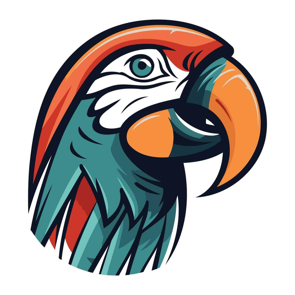 vecteur illustration de un Orange perroquet tête mascotte isolé sur blanc Contexte.