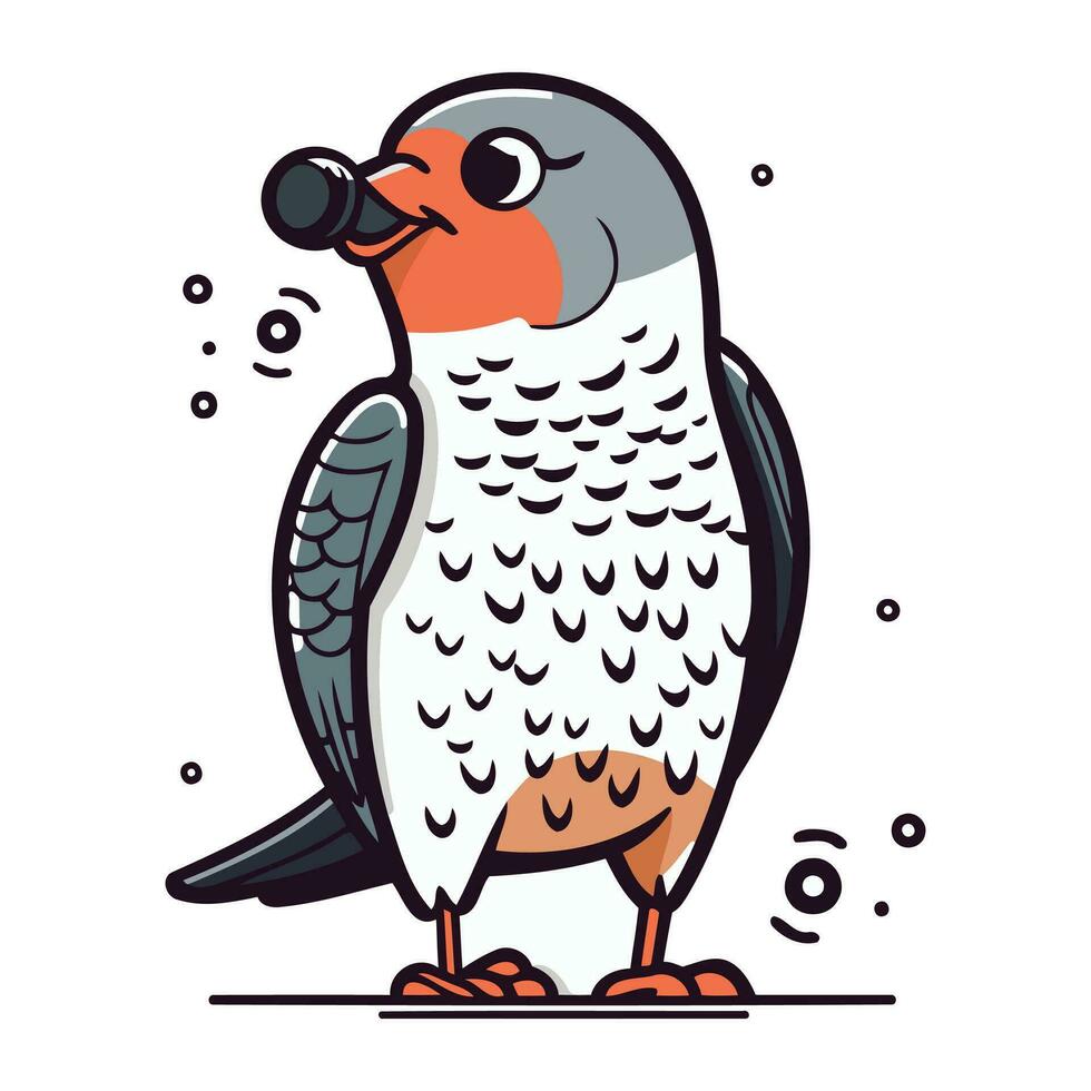 Pigeon avec une bouteille de l'eau. vecteur illustration dans dessin animé style.