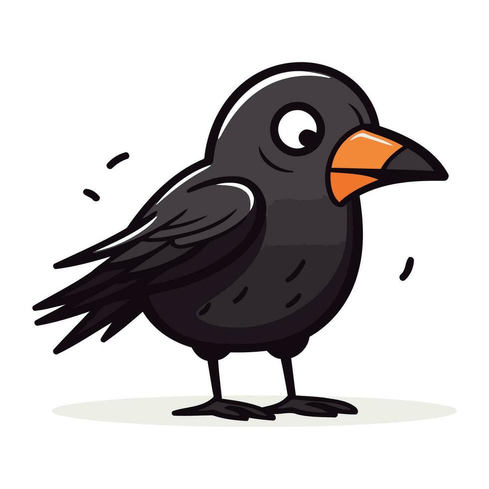 mignonne dessin animé corbeau. vecteur illustration isolé sur une blanc Contexte.