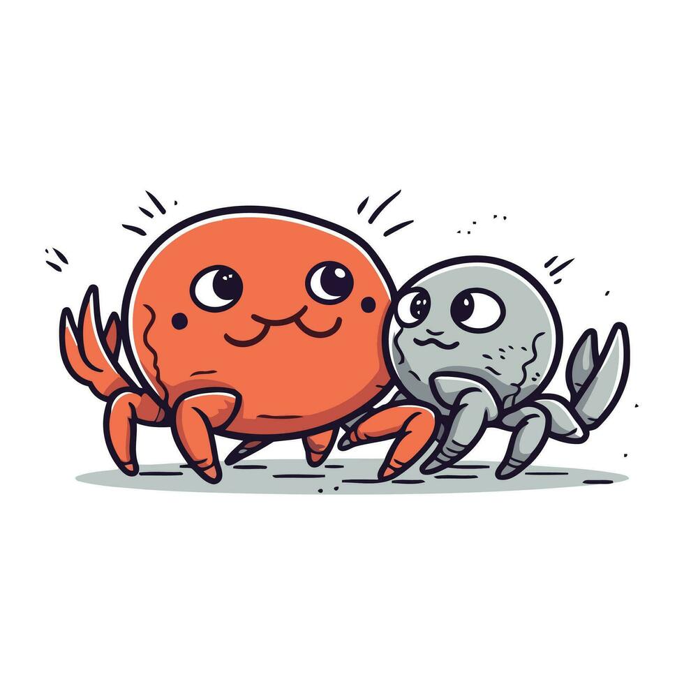 Crabe et Oeuf vecteur illustration. mignonne dessin animé Crabe personnage.