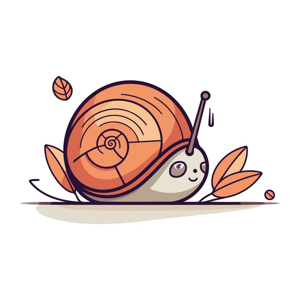 mignonne dessin animé escargot sur blanc Contexte. vecteur illustration dans plat style.