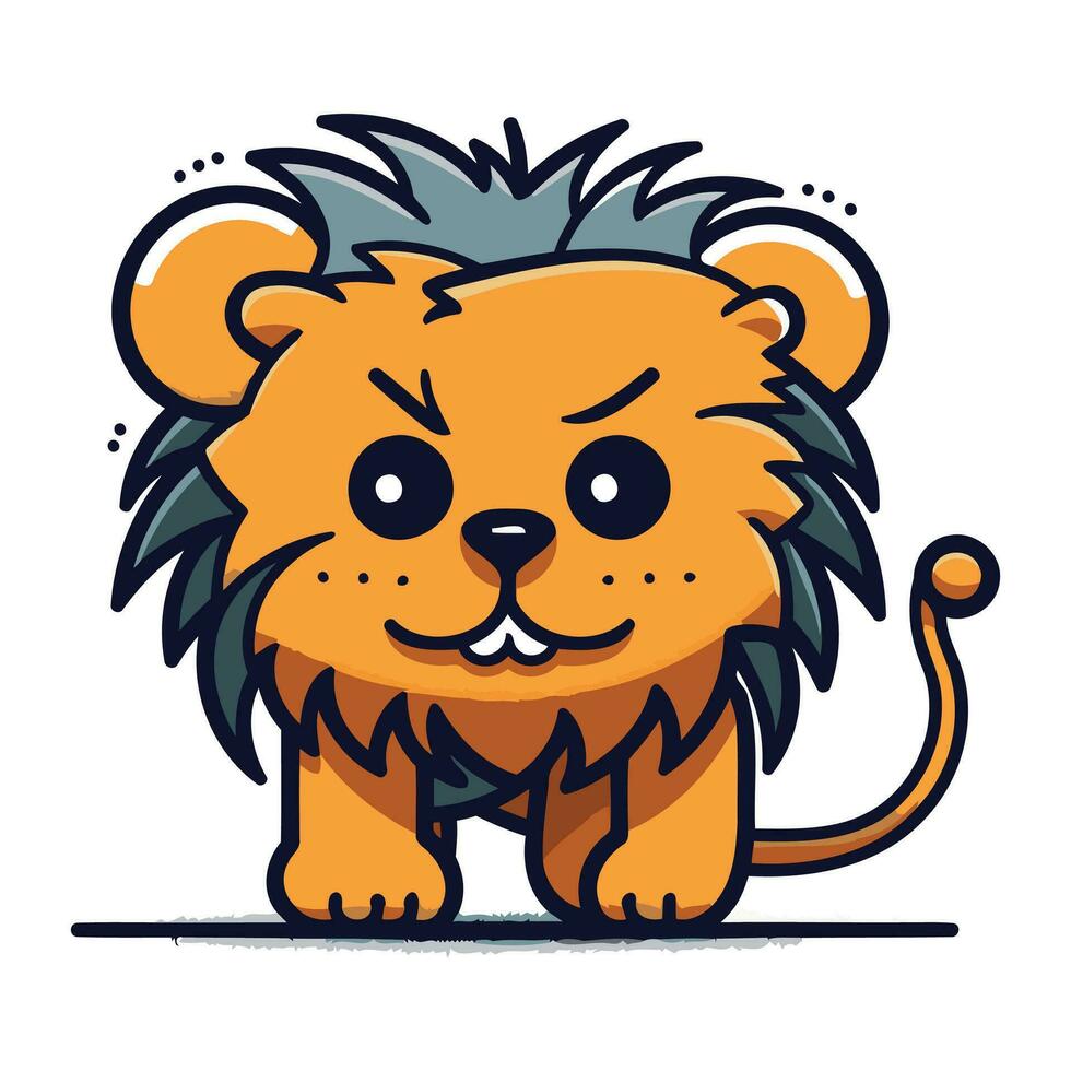 mignonne Lion personnage. vecteur illustration dans dessin animé style isolé sur blanc Contexte.