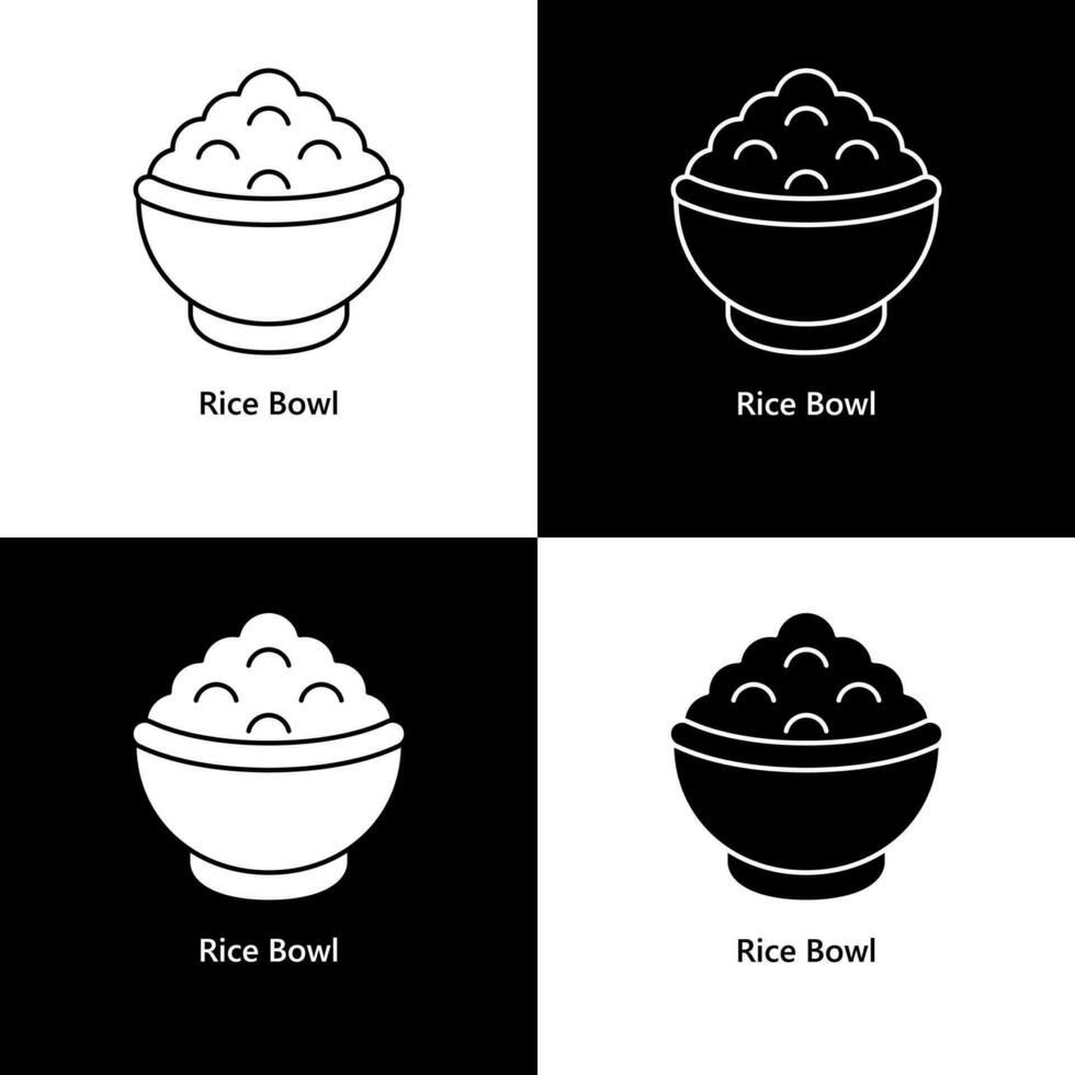 riz bol icône logo illustration vecteur