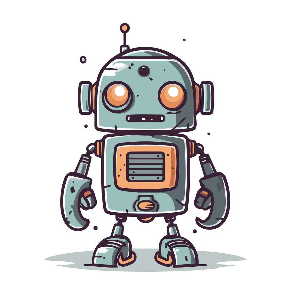 mignonne robot dessin animé personnage vecteur illustration. mignonne peu robot.