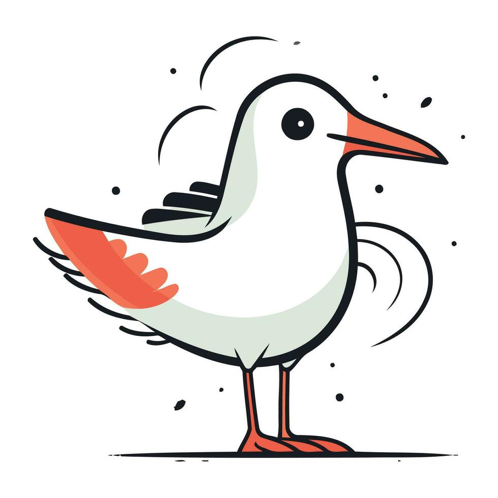 vecteur illustration de une mignonne dessin animé mouette sur blanc Contexte.