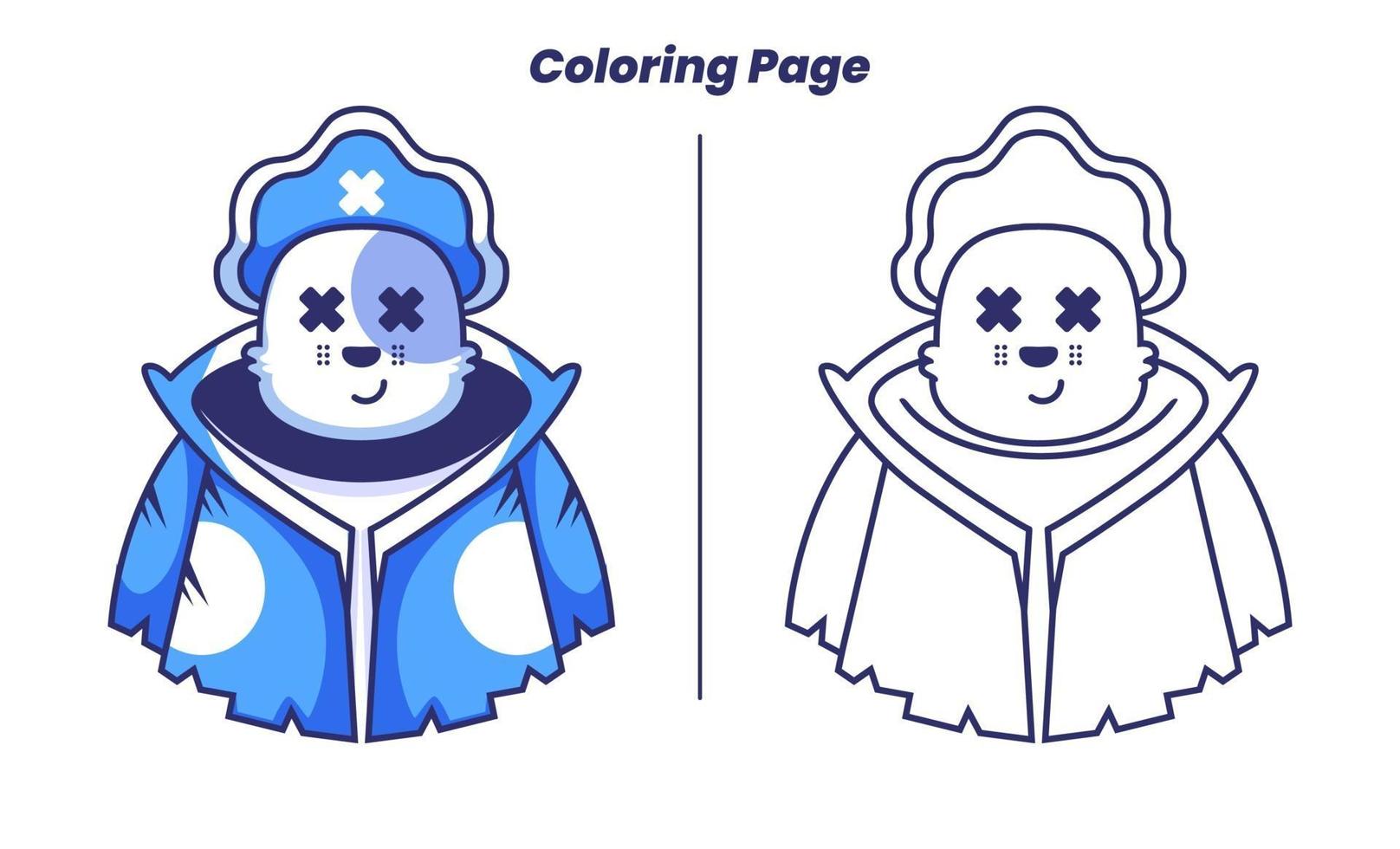 chat pirate avec des pages à colorier vecteur