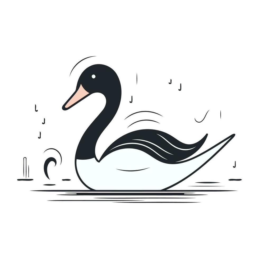 cygne sur le l'eau. vecteur illustration dans une plat style.