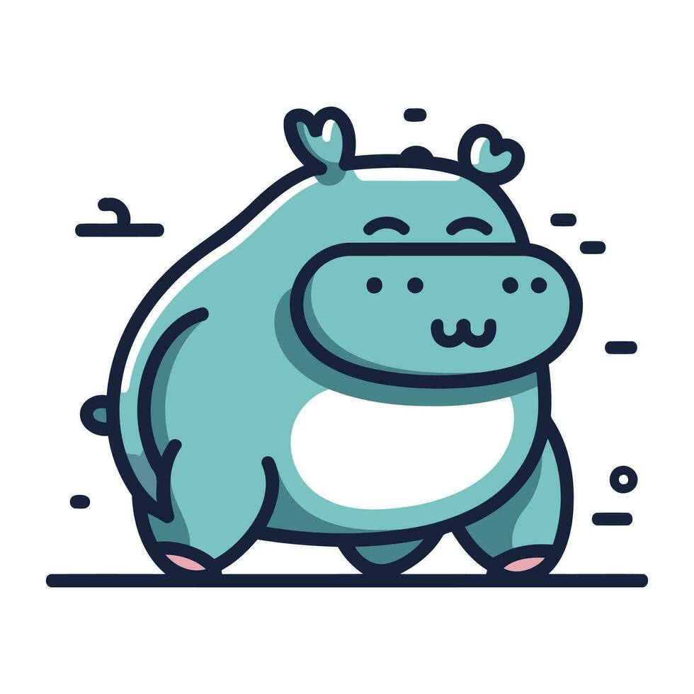 mignonne hippopotame ligne icône. vecteur illustration de dessin animé hippopotame.