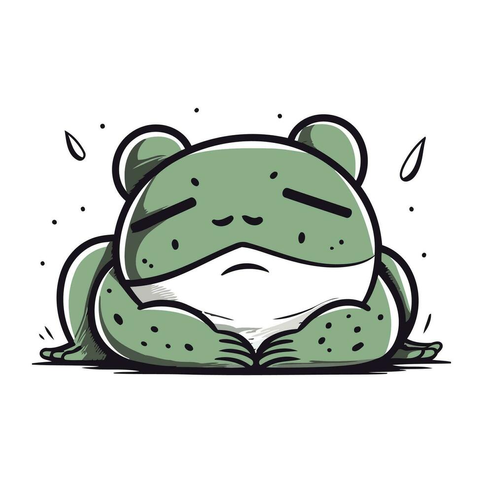 grenouille dessin animé. vecteur illustration de une grenouille avec triste yeux.