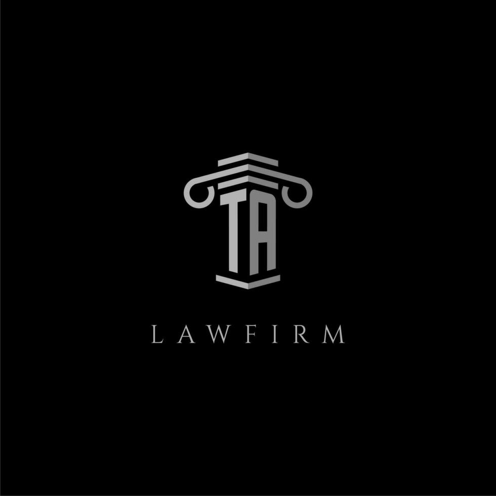 ta initiale monogramme logo cabinet d'avocats avec pilier conception vecteur