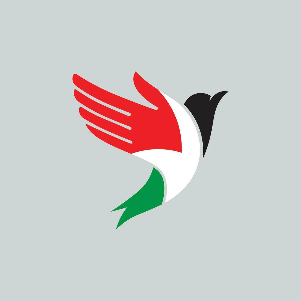 international journée de solidarité avec le palestinien gens avec drapeau et oiseau vecteur illustration