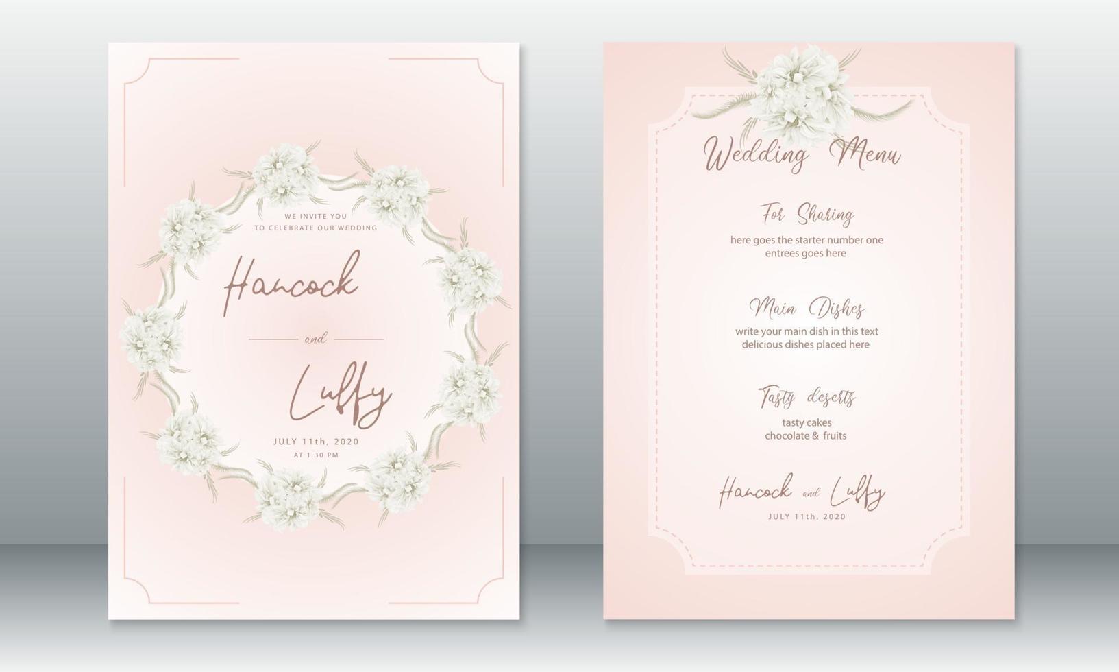 conception de carte d'invitation de mariage vintage avec bouquet floral vecteur