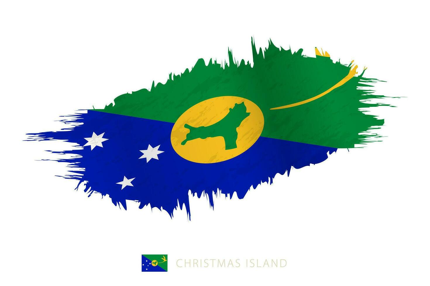 peint coup de pinceau drapeau de Noël île avec agitant effet. vecteur