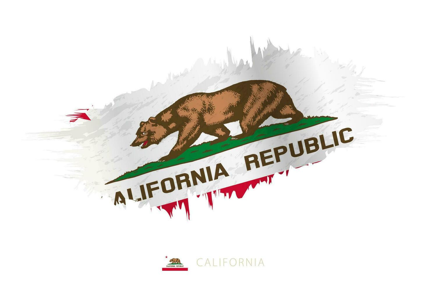 peint coup de pinceau drapeau de Californie avec agitant effet. vecteur