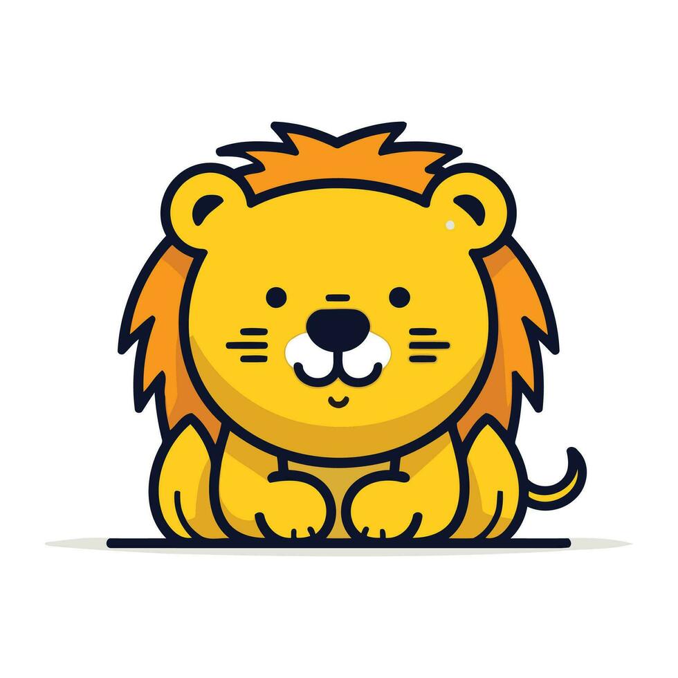 mignonne Lion dessin animé personnage. vecteur illustration dans plat conception style.