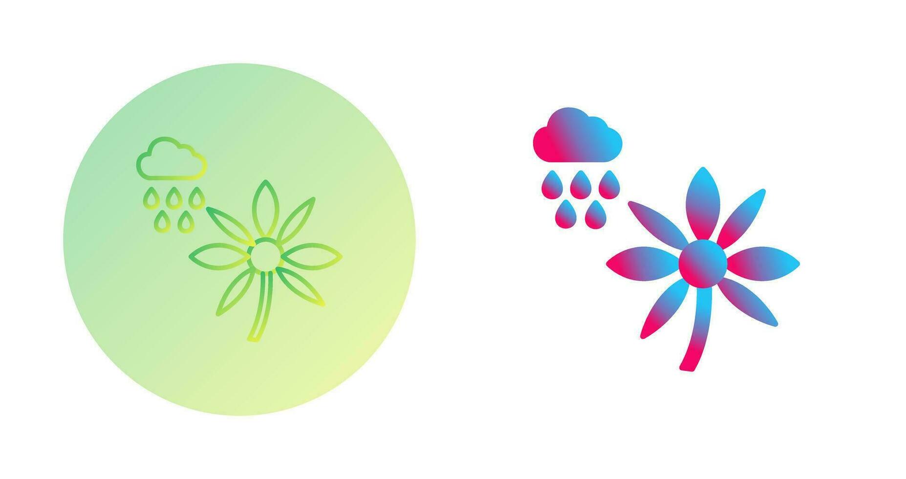 fleur avec icône de vecteur de pluie