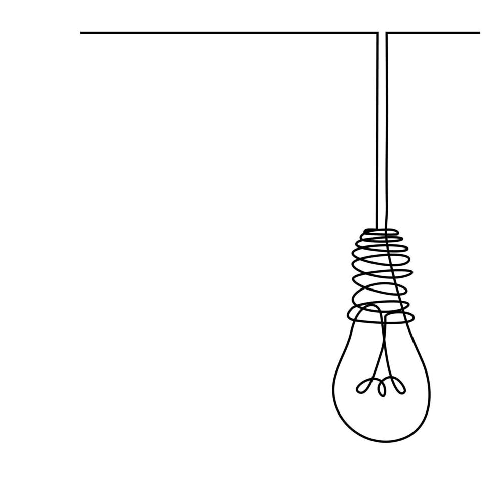 dessin au trait continu. ampoule électrique. métaphore de l'idée éco. vecteur