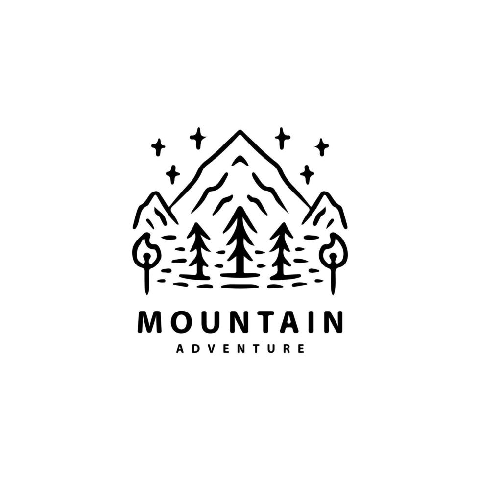 illustration de montagne et d'arbre avec un style hipster. vecteur pour t-shirt