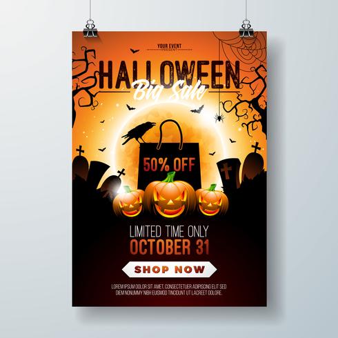 Illustration de flyer vente Halloween vecteur