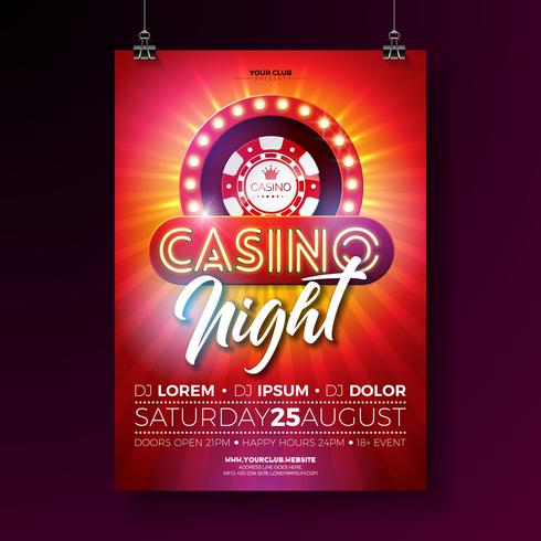 Illustration de flyer de nuit de casino vecteur