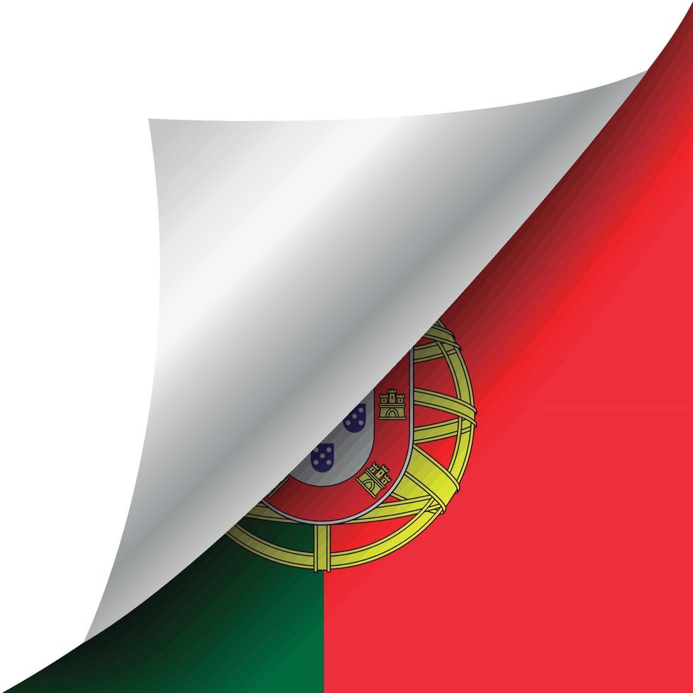 drapeau du portugal avec coin recourbé vecteur