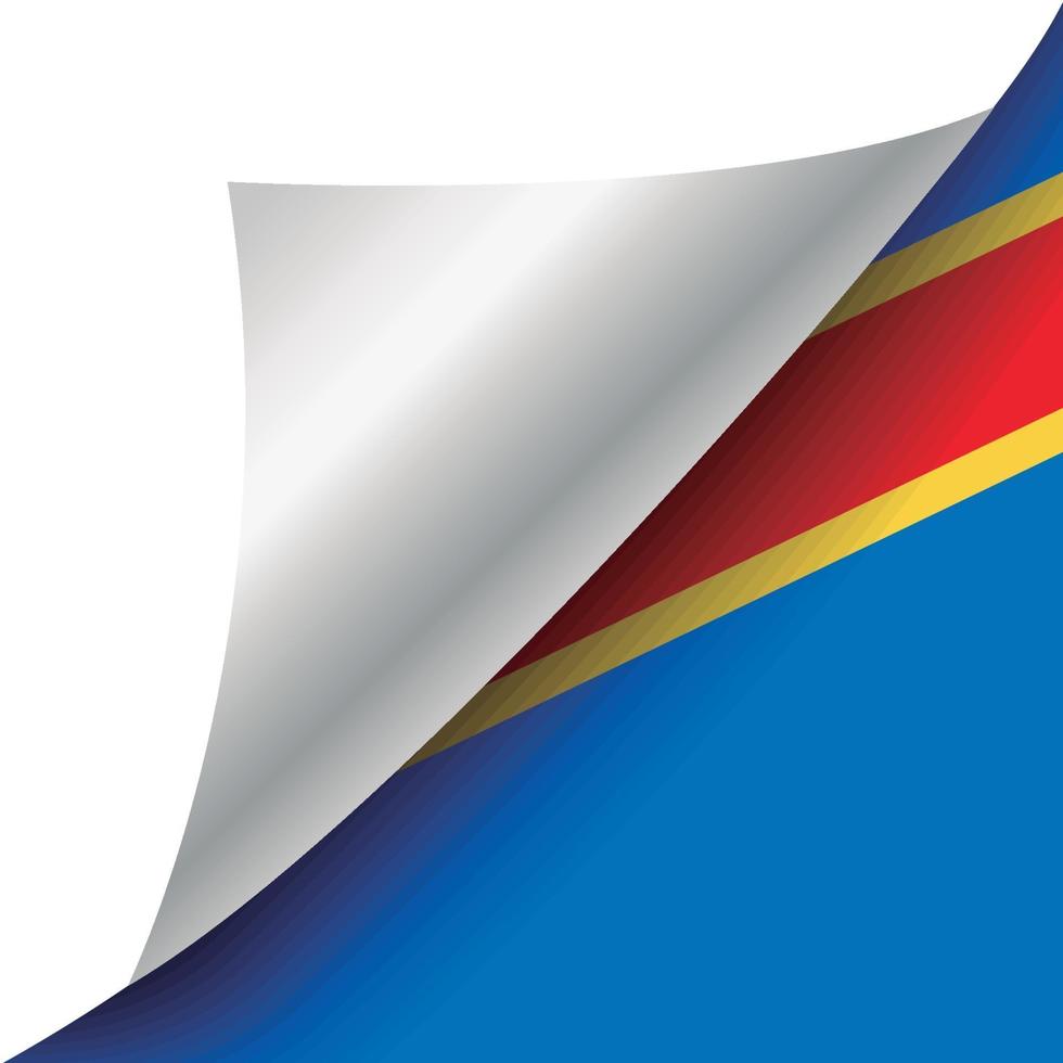 drapeau de la république démocratique du congo avec coin recourbé vecteur