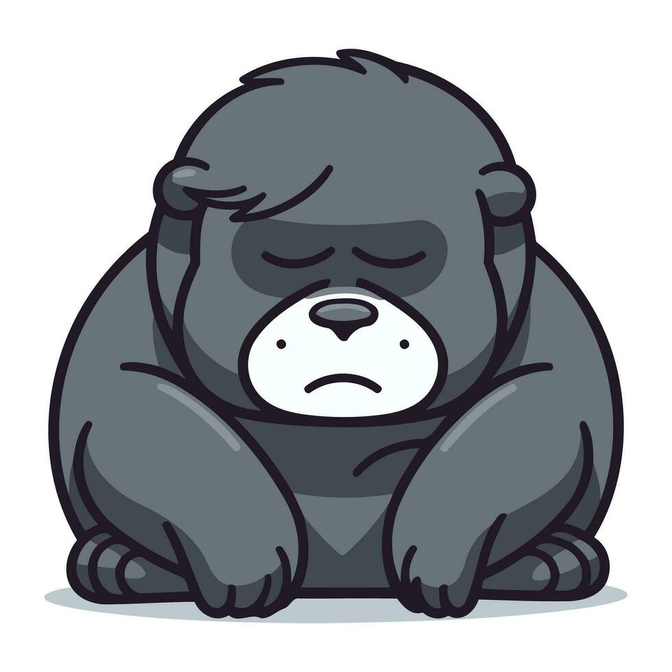 triste gorille dessin animé personnage. vecteur illustration de une triste gorille séance.