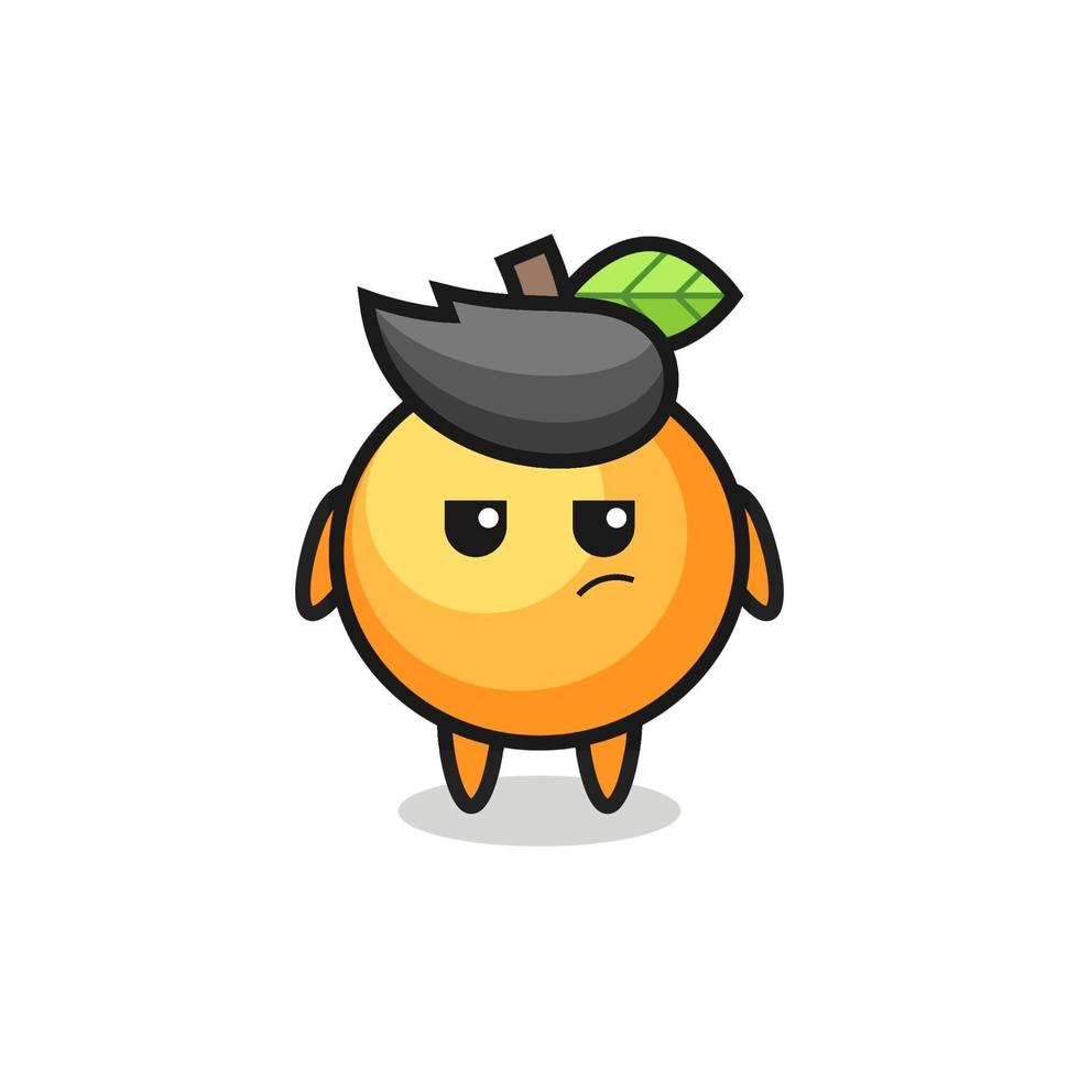 personnage de fruit orange mignon avec une expression suspecte vecteur