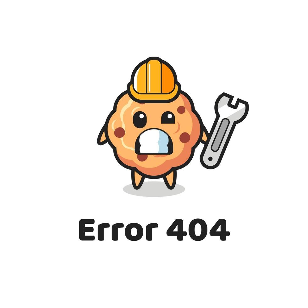 erreur 404 avec la mascotte mignonne de biscuit aux pépites de chocolat vecteur